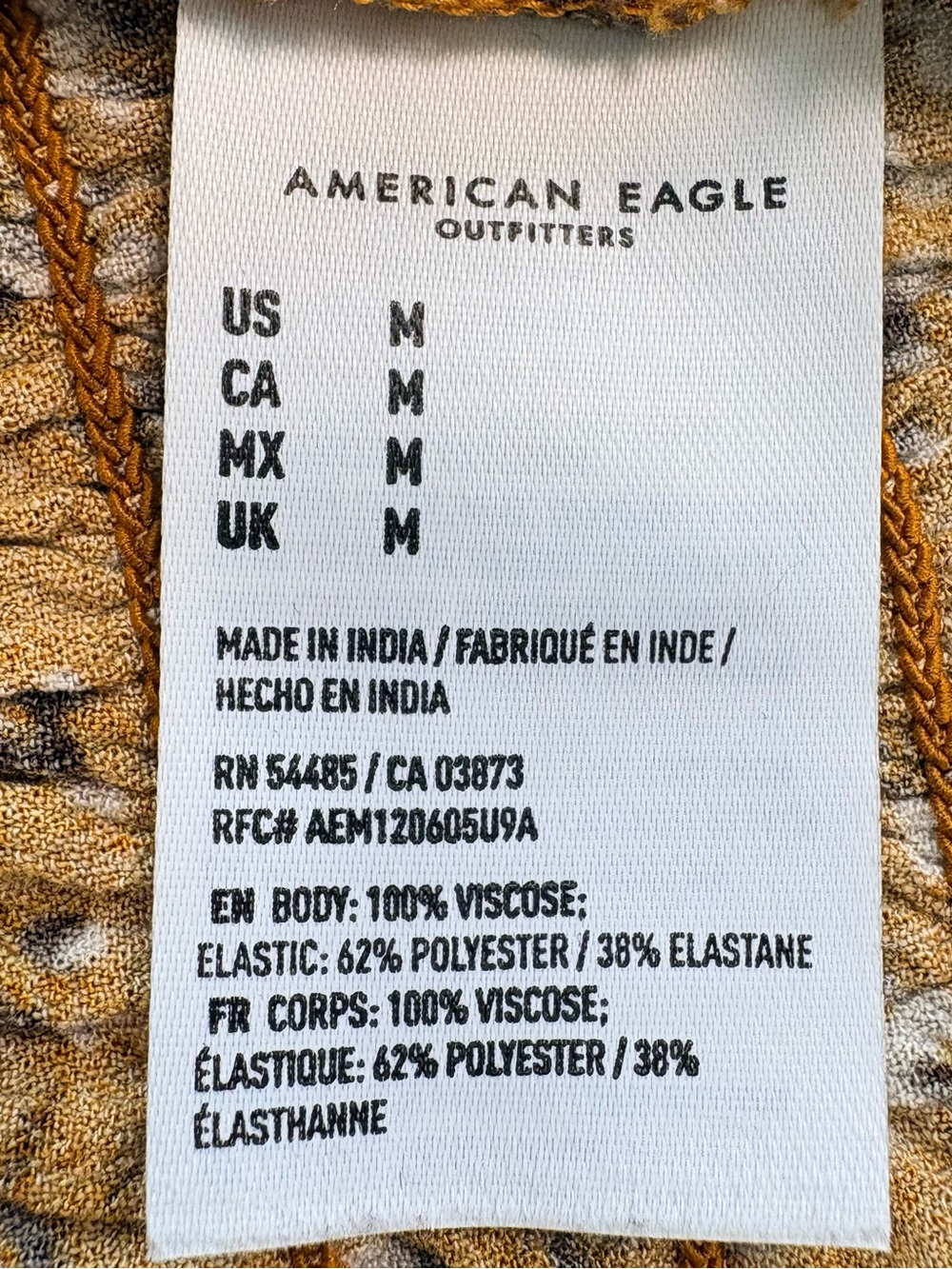 AMERICAN EAGLE Mustard Floral Smocked Button Front Cropped Blouse Medium - Picture 5 of 8